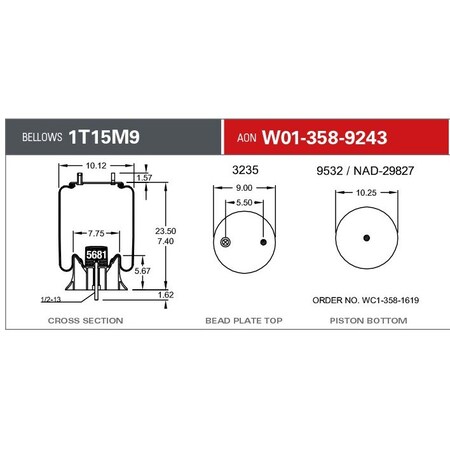 Firestone Air Spring, Suspension, Carton Qty 8 W013589243